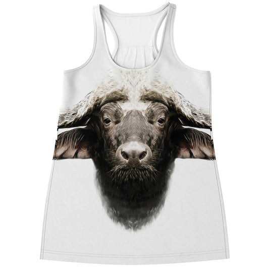 Bull Portrait Print Women's Racerback Tank Top
