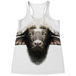 Bull Portrait Print Women's Racerback Tank Top