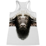 Bull Portrait Print Women's Racerback Tank Top