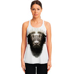 Bull Portrait Print Women's Racerback Tank Top