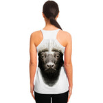 Bull Portrait Print Women's Racerback Tank Top