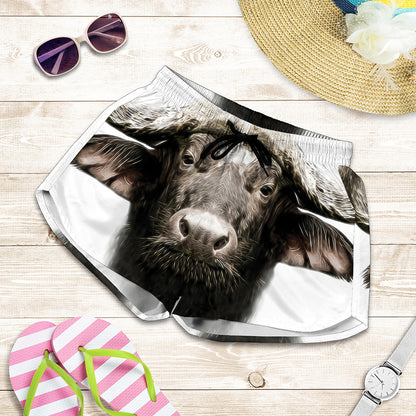 Bull Portrait Print Women's Shorts