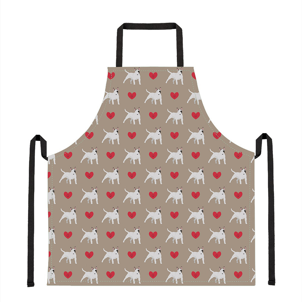 Bull Terrier Heart Pattern Print Apron