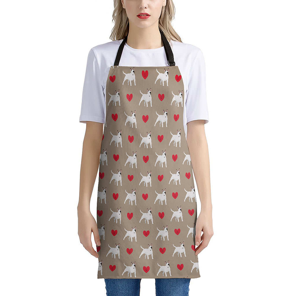 Bull Terrier Heart Pattern Print Apron