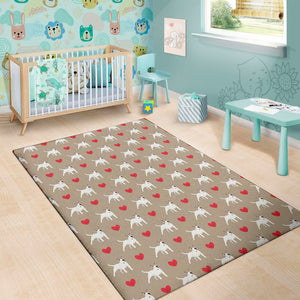 Bull Terrier Heart Pattern Print Area Rug