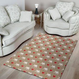 Bull Terrier Heart Pattern Print Area Rug