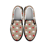 Bull Terrier Heart Pattern Print Black Slip On Shoes