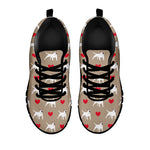 Bull Terrier Heart Pattern Print Black Sneakers