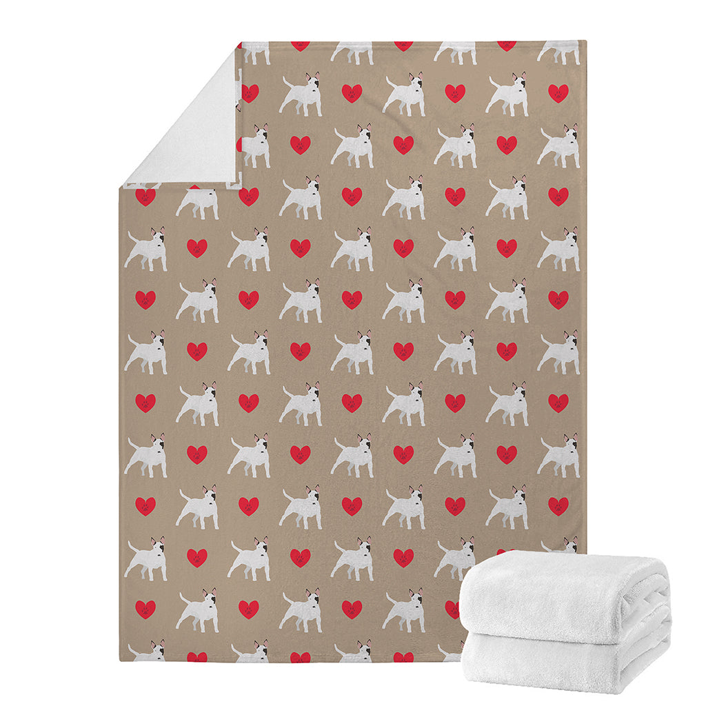 Bull Terrier Heart Pattern Print Blanket