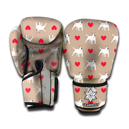 Bull Terrier Heart Pattern Print Boxing Gloves