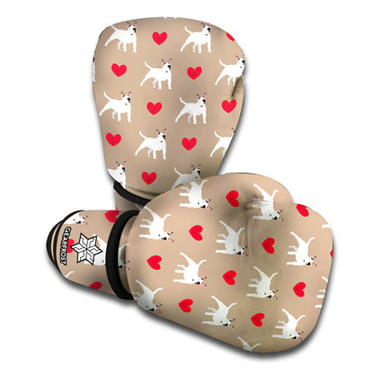 Bull Terrier Heart Pattern Print Boxing Gloves