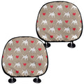 Bull Terrier Heart Pattern Print Car Headrest Covers