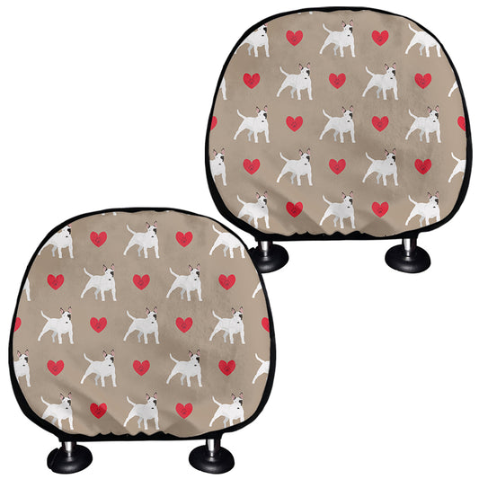 Bull Terrier Heart Pattern Print Car Headrest Covers