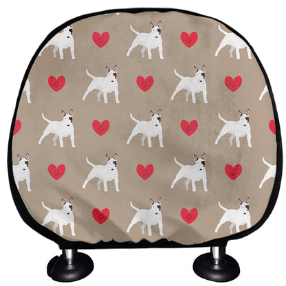 Bull Terrier Heart Pattern Print Car Headrest Covers