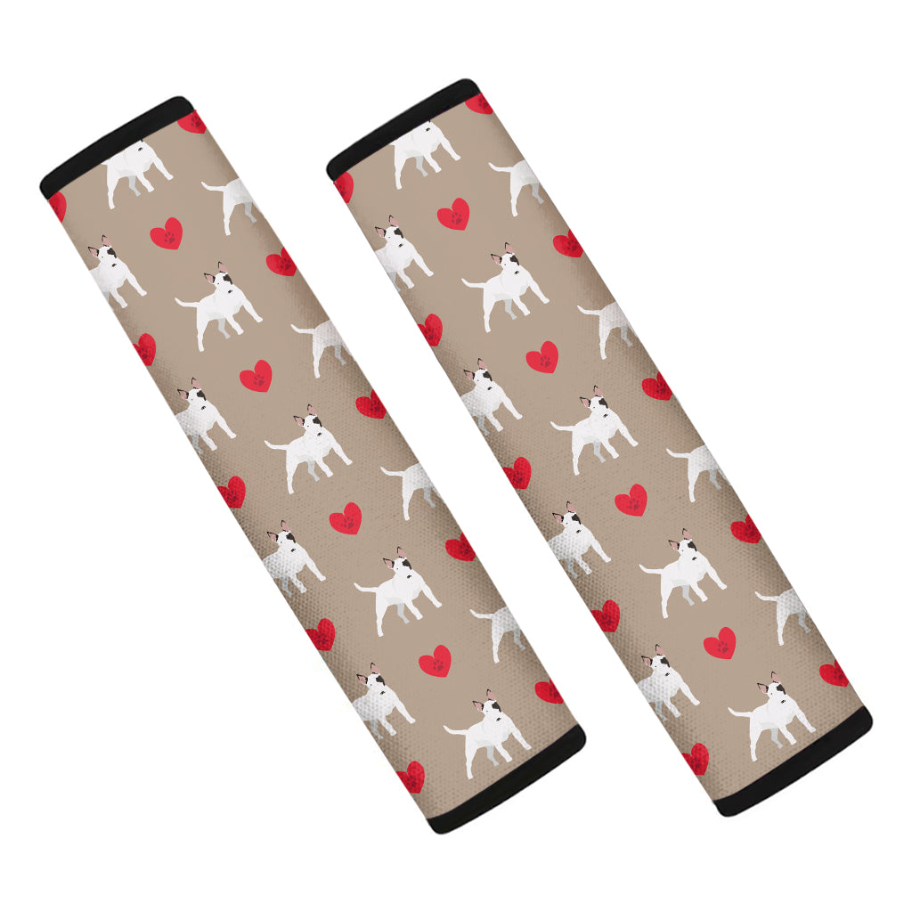 Bull Terrier Heart Pattern Print Car Seat Belt Covers