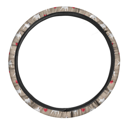 Bull Terrier Heart Pattern Print Car Steering Wheel Cover