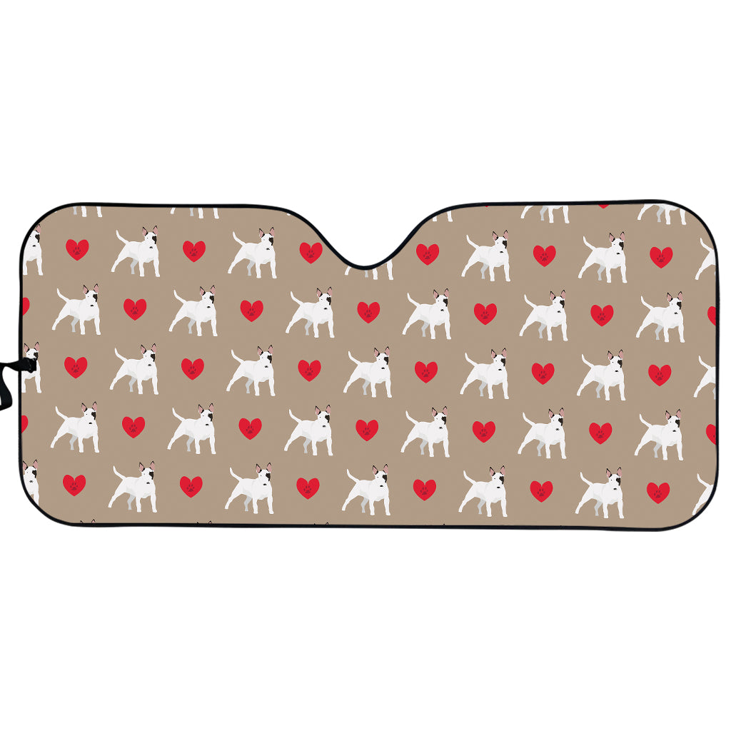 Bull Terrier Heart Pattern Print Car Sun Shade