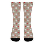 Bull Terrier Heart Pattern Print Crew Socks