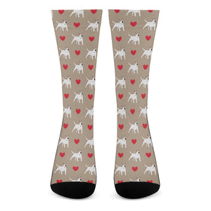 Bull Terrier Heart Pattern Print Crew Socks