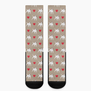 Bull Terrier Heart Pattern Print Crew Socks