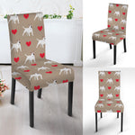 Bull Terrier Heart Pattern Print Dining Chair Slipcover
