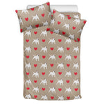 Bull Terrier Heart Pattern Print Duvet Cover Bedding Set