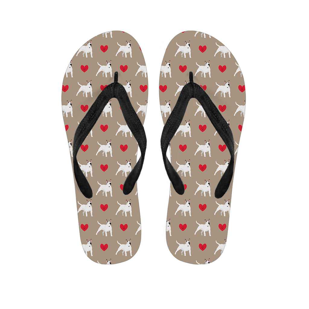 Bull Terrier Heart Pattern Print Flip Flops