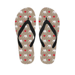 Bull Terrier Heart Pattern Print Flip Flops