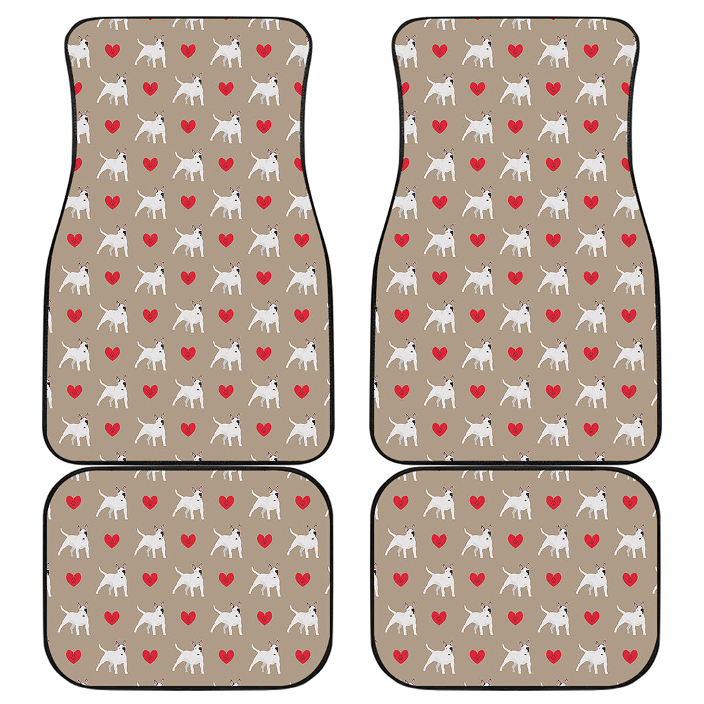 Bull Terrier Heart Pattern Print Front and Back Car Floor Mats