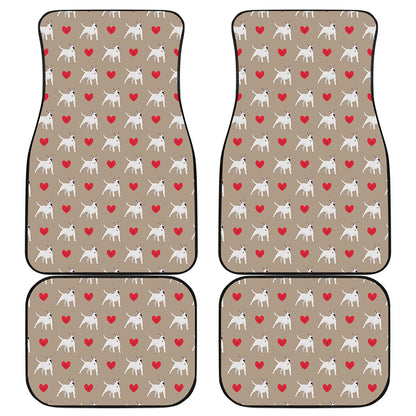 Bull Terrier Heart Pattern Print Front and Back Car Floor Mats