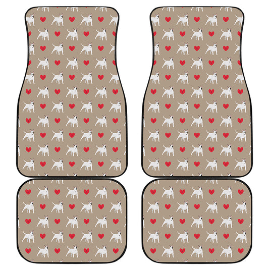 Bull Terrier Heart Pattern Print Front and Back Car Floor Mats