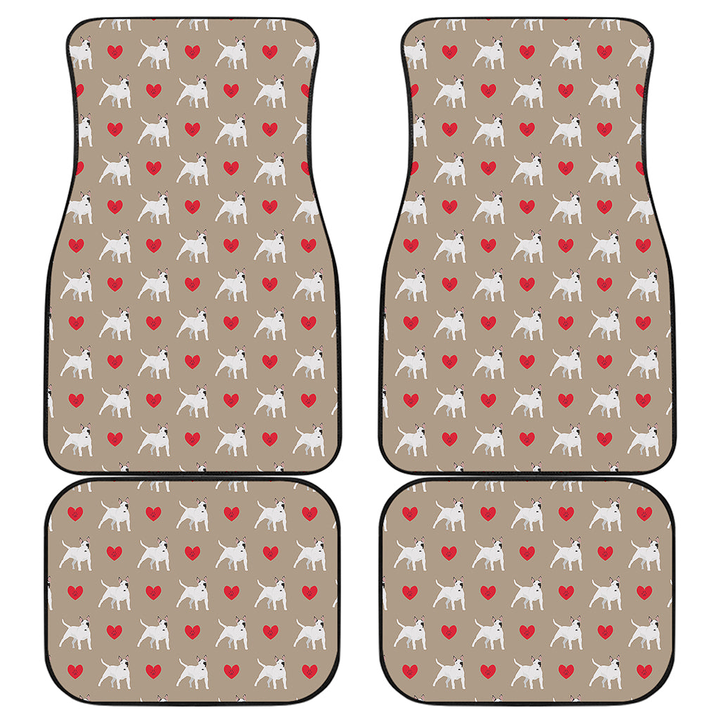 Bull Terrier Heart Pattern Print Front and Back Car Floor Mats