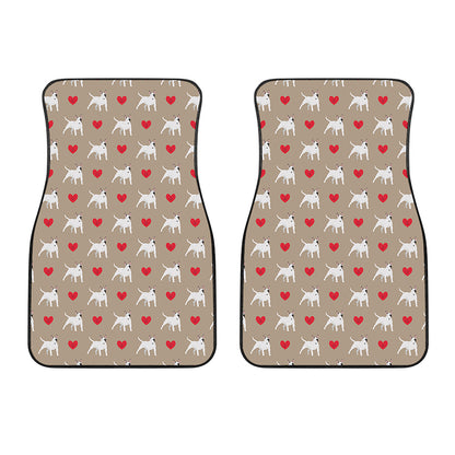 Bull Terrier Heart Pattern Print Front Car Floor Mats