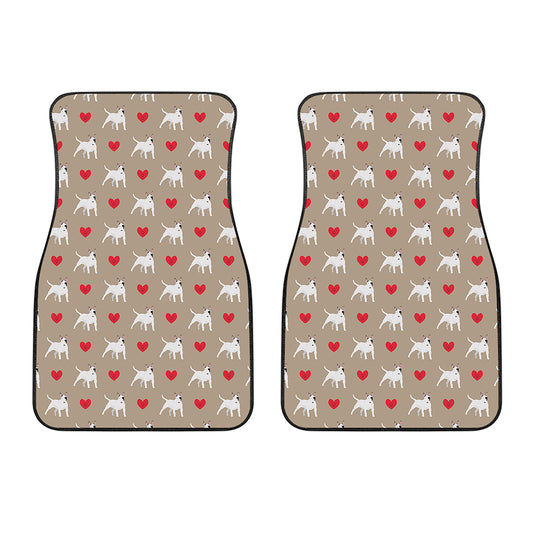 Bull Terrier Heart Pattern Print Front Car Floor Mats