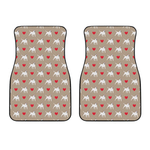 Bull Terrier Heart Pattern Print Front Car Floor Mats