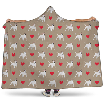 Bull Terrier Heart Pattern Print Hooded Blanket