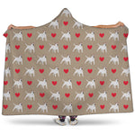 Bull Terrier Heart Pattern Print Hooded Blanket