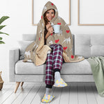 Bull Terrier Heart Pattern Print Hooded Blanket