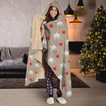 Bull Terrier Heart Pattern Print Hooded Blanket