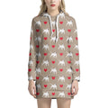 Bull Terrier Heart Pattern Print Pullover Hoodie Dress