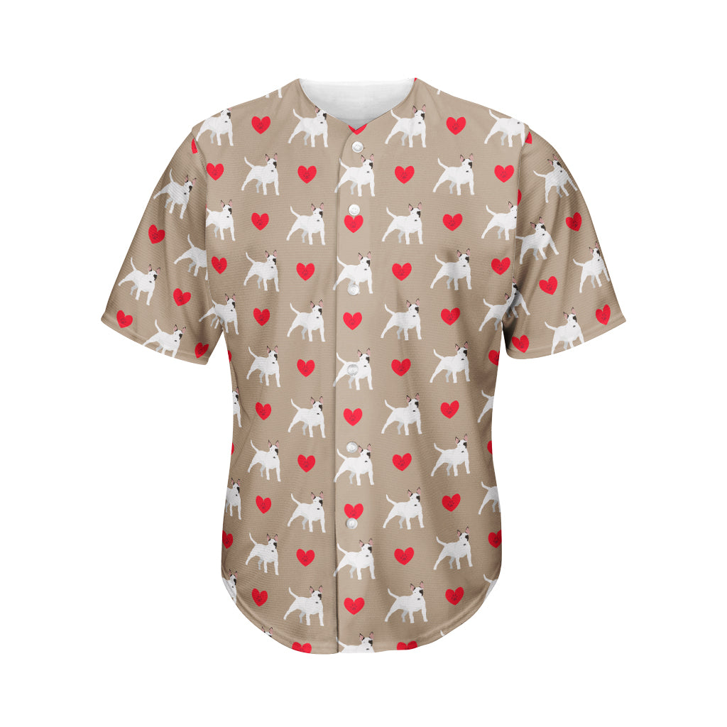 Bull Terrier Heart Pattern Print Men's Baseball Jersey