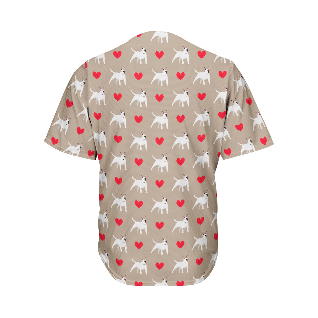 Bull Terrier Heart Pattern Print Men's Baseball Jersey