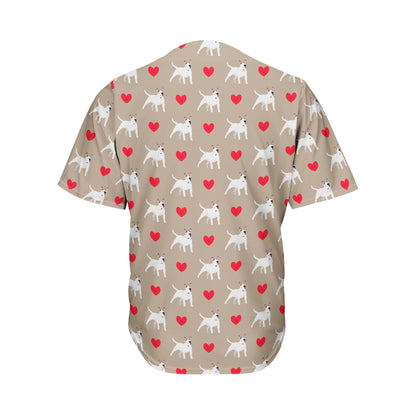 Bull Terrier Heart Pattern Print Men's Baseball Jersey