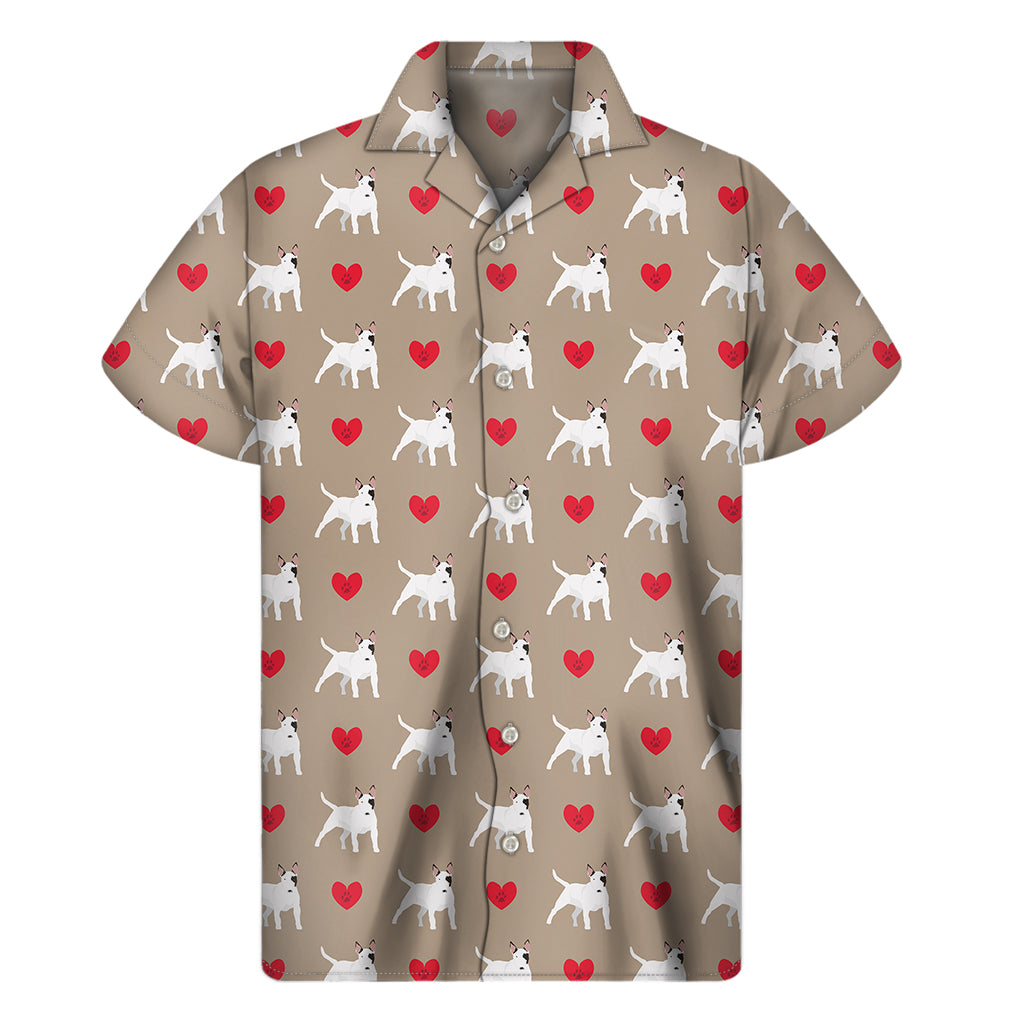 Bull Terrier Heart Pattern Print Men's Short Sleeve Shirt