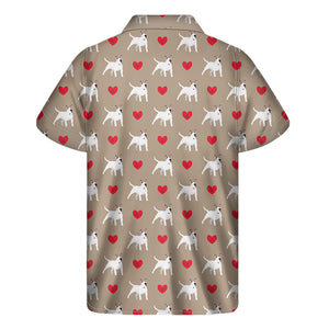 Bull Terrier Heart Pattern Print Men's Short Sleeve Shirt