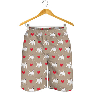 Bull Terrier Heart Pattern Print Men's Shorts