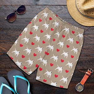 Bull Terrier Heart Pattern Print Men's Shorts