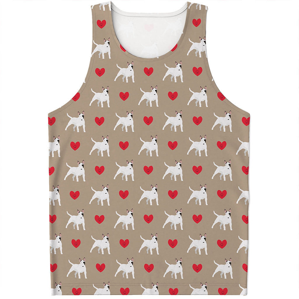 Bull Terrier Heart Pattern Print Men's Tank Top