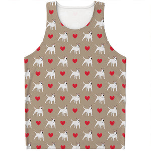 Bull Terrier Heart Pattern Print Men's Tank Top