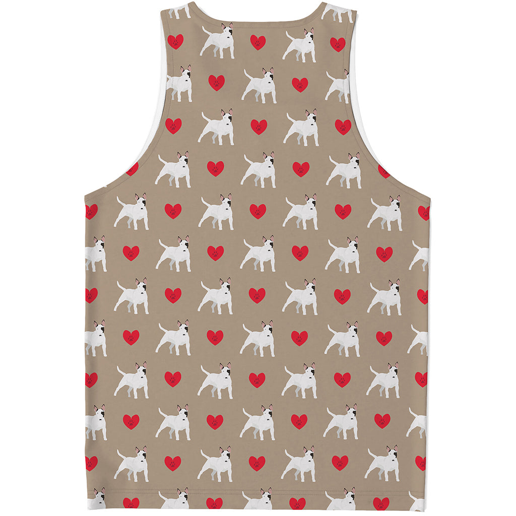 Bull Terrier Heart Pattern Print Men's Tank Top